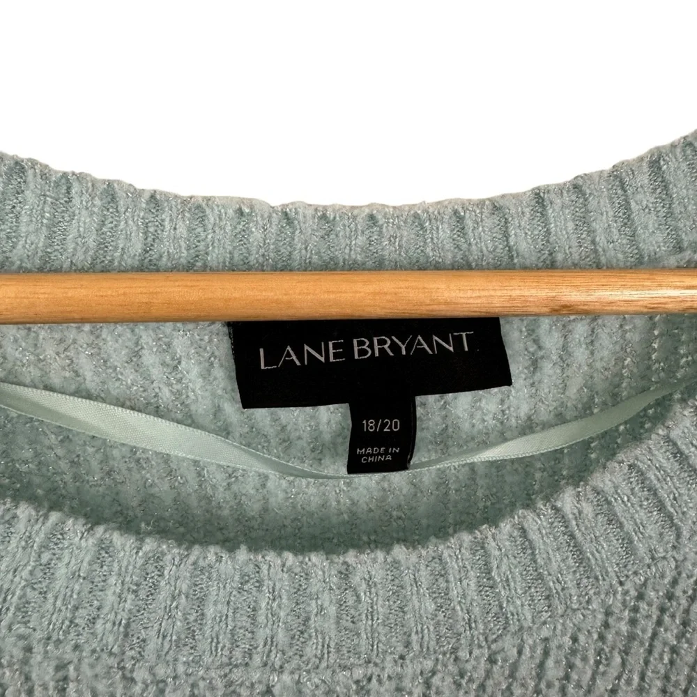 * Lane Bryant Sweater Scallop Size 18/20 Long Sleeve Knit Plus Size Light Blue - Picture 4 of 13